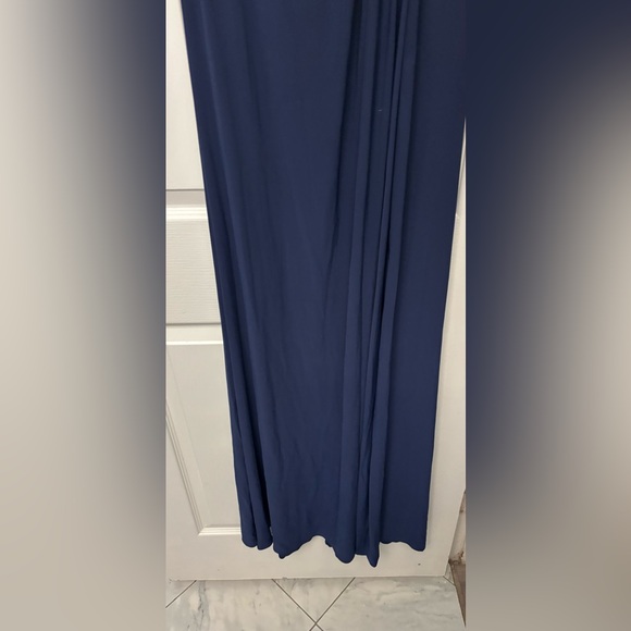 David's Bridal Blue Asymmetrical Ruched Gown - Picture 3 of 8